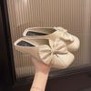 Pantuflas de Dedo con Lazo para Mujer Nuevas Verano 2025 Calzado de Exterior Estilo Hada con Zapatos Planos para Falda Sandalias Antideslizantes