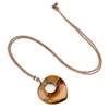 Collar de Piedra de Amor de Cristal Natural, Cadena de Suéter de Amor, Collar de Piedra de Cristal con Forma de Corazón de Piedra Ojo de Tigre, Colgante de Corazón de Melocotón