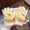Luvas de Tricô de Pelúcia para Mulheres, Luvas de Inverno Fofas com Laço, Luvas Estudantis, Luvas Femininas com Dedos Anticongelantes para Ciclismo Quentes