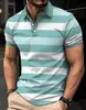 2026 Verão Transfronteiriço Novo Mais Vendido Simples Listrado Estampa 3D Esportivo Casual Respirável Secagem Rápida Manga Curta Camisa Polo