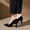 2026 Zapatos de Tacón Alto con Punta Fina y Corte Bajo para Mujer, Gamuza, Profesionales, Versátiles, de Temperamento, Zapatos de Salón, Tacones Altos para Mujer, No Cansan los Pies