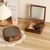 Caja de Almacenamiento de Vidrio con Flor de Begonia y Cerradura, Caja de Almacenamiento de Joyería Clásica, Organizador de Escritorio, Decoración del Hogar para Tocador