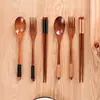 Cuchara de Madera, Palillos, Tenedor Juego de Tres Piezas, Cuchara para Arroz Doméstica Estilo Japonés, Cuchara para Sopa de Madera Maciza con Mango Largo, Palillos y Tenedor, Vajilla Conveniente