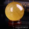Ornamentos de Bola de Cristal Amarelo Natural Polido, Pedras Naturais Cruas Fornecidas de Fábrica, Ornamentos de Cristal de Gelo de Calcita, Atacado com Base
