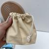 Bolsa de lona de color liso para guardar cosméticos, bolso con cierre estéreo, para mujer, con cordón ajustable, para guardar artículos diversos, bolso incorporado.