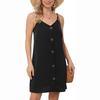 Comercio Exterior Europa y América Verano Monocromático Correa con Hebilla de una Hilera Vestido Holgado sin Mangas XX0153