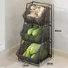 Prateleira de Armazenamento para Cozinha para Cebolas, Gengibre e Alho; Cesta de Legumes Multicamadas para Bancada de Casa; Organizador Multifuncional para Gengibre, Alho e Pimentas