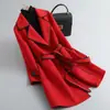 Nuevo Moda Otoño/Invierno 2026 Holgado Adelgazante Bloque de Color Estilo Coreano para Viajar Color Sólido Abrigo de Lana de Longitud Media para Mujer