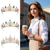 Europeo y Americano Transfronterizo Más Vendido Boda Nuevo Tocados Incrustados con Pedrería Cristal Semicírculo Novia Redonda Aleación Corona Corona de Reina