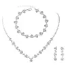 Joyería Sencilla y Lujosa, Conjunto de Collar, Aretes y Pulsera Más Vendido, Conjunto de Tres Piezas, Accesorios para Vestido de Noche con Diamantes en Toda la Clavícula