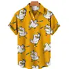 Camisa de Moda Europea y Americana Transfronteriza para Hombre Estilo Nuevo Estampado Digital 3D Hawaiana Casual de Manga Corta Cárdigan Superior