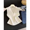 Diseño de Cuello de Color Sólido, Top de Punto Adelgazante sin Mangas, Nuevo Chaleco Cardigan Estilo Primavera para Mujer
