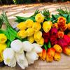 Tulipán de PU de Fábrica Original con Tacto Realista y Efecto Hidratante, Flores Artificiales para Mesas de Comedor de Comercio Electrónico Transfronterizo al por Mayor, Ramilletes de Graduación