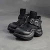Las Botas Cortas para Mujer Jiezu 2025 Otoño e Invierno Nuevo Estilo, Piel de Vaca de Primera Capa, Punta Redonda, Cremallera Lateral, Son Versátiles, Modernas, Casuales, Ligeras y Cómodas