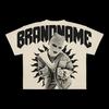 Camisa Casual de Manga Corta para Hombre con Estampado de Letras y Personajes de Moda Europea y Americana, Estilo Hip-Hop Gótico con Estampado de Patrones Grandes Punk