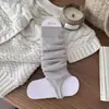 Polainas de punto blancas para mujer, estilo sin pies, primavera y otoño, estilo ballet, serie Miu, calcetines apilables, raya vertical, calcetines de pantorrilla estilo japonés