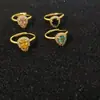 Anel de Zircônia Gota d'Água da Moda Dongdaemun da Coreia do Sul para Mulheres em Cobre Micro-Embutido Anel Aberto Anel Colorido para Dedo Indicador