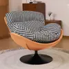 Poltrona Individual, Sala de Estar Estilo Italiano, Cadeira Giratória Removível e Lavável, Cadeira de Recepção e Lazer para Balcão, Cadeira Ovo Estilo Retrô com Penas