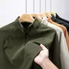 2026 Nova Camiseta Térmica Masculina de Lado Duplo Escovada com Stretch e Meio Zíper para Homens