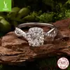 Anillo Original Yinziyun de Plata de Ley s925 con Moissanita Brillante en Forma de Almohada de 1 Quilate Anillo de Boda Anillo de Lujo Clásico