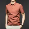 Camisa Polo de Hielo sin Costuras para Hombre de Verano al por Mayor Transfronterizo Camiseta de Manga Corta Camiseta de Color Sólido de Negocios Casual de Alta Gama
