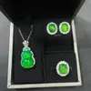 Set de Calcedonia de Hielo de Alta Calidad Incrustado, Anillo de Ágata Natural de Grado Superior, Colgante Sencillo, Pendientes, Regalo para el Festival Qixi