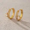 Pendientes Jieding de acero de titanio y circonita, pendientes de lujo ligero de alta gama, joyería que no se decolora, cierres de oreja de acero inoxidable para venta al por mayor transfronteriza para mujeres