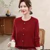 Top de punto de primavera y otoño para madre, combinado con una camiseta básica, corte holgado, talla grande, cuello redondo, para mediana edad, otoño e invierno, suéter moderno y versátil