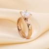 Anel par simples para casal anel de diamante com quatro garras anel par 4mm anel par liso de aço titânio anel de casamento joia para casal em estoque