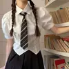 Corbata de Estudiante JK Rayas Blancas y Negras Sin Nudo Lazo Camisa Estilo Universitario Accesorio de Corbata Escolar