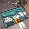 Alfombrilla de Baño de Tierra de Diatomeas Secado Rápido Estereoscópica 3D Absorbente Antideslizante Felpudo para Puerta de Inodoro Dibujos Animados