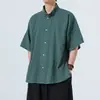 Verano 2026 Nuevo Estilo Chino Moda Tallas Grandes Camisas de Algodón y Lino para Hombre Ropa para Hombre Hecha en Wei Transfronteriza Hanfu de Estilo Chino