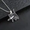 Colar Masculino de Aço Titânio, Canivete, Pingente de Gato, Joias de Aço Inoxidável Hip-Hop, Acessórios de Corrente para Suéter, Atacado Não Desbota