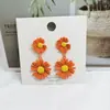 S925 Agulha de Prata Fresco e Bonito Brincos Longos Margarida Design Sense Mori Cor Flor Brincos Orelha Studs Orelha Jóias para Mulheres