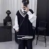 Colete Suéter Casual Estilo College Masculino Primavera e Outono Versão Coreana Suéter Bonito