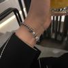 Pulseira estilo europeu e americano, estilo escuro, prata, pedra preta, crucífera, costura, tendência hip-hop, temperamento, acessórios para pulseiras combinando