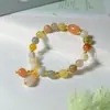 Pulseira de Jade Seda Dourada Xinjiang Karamay Pulseira de Contas de Abóbora Cinco Cores de Jade Seda Dourada Pulseira de Jade Seda Dourada Natural