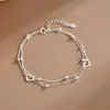Joias de Novo Estilo Europeu e Americano, Simples Flor Coração Interligado Dia dos Namorados Feminino Cravejado de Diamantes Moda Asa Pulseira