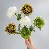 Crisântemo artificial de fênix de haste única moderno minimalista planta verde de escritório decoração de feriado ornamento de exibição para casa cenário para fotografia