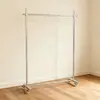 Tienda de Ropa Estante de Exhibición Móvil Ajustable con Ruedas Perchero de Acero Inoxidable Cepillado Perchero de Pie para Uso Doméstico