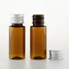 Frasco marrom de ombro reto de 15ml com tampa de alumínio com batoque interno embalagem cosmética água de rosas pura frasco vazio de pet para reembalagem de base emulsão