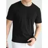 Camiseta modal de manga corta para hombre para verano, tacto frío de seda de hielo, secado rápido, color liso, antibacteriana, top de cuello redondo