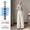 Calça Feminina de Linho Tencel 2026 Verão Novo Estilo Perna Larga Cintura Alta Casual Calça Reta de Seda Gelada Comprimento Total para Mulheres