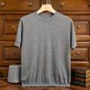 Homens 100% fina lã imitação manga curta camiseta fina macia confortável solta casual pescoço redondo camisa de baixo homens