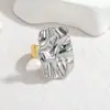 Anillo Popular de Acero Inoxidable Geométrico Plegado Corazón de Amazon Estilo Ins para Mujer Lujo Accesible Nicho Anillo de Oro de Gama Alta