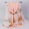 Lenço de Seda para Mulheres, Lenço Longo Fino de Gaze para Primavera e Outono, Lenço Pequeno Versátil, Decoração Estampada, Estilo Outono, Moderno e Versátil