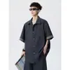 2026 Estilo Nuevo Camisa de Manga Corta con Parches de Cuadros Imitación Mezclilla Moda Suelta Casual para Hombres
