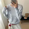 Suéter de Punto Redondo con Bordado de Mariposa para Mujer, Nuevo Diseño Otoño/Invierno 2026, Estilo Holgado y Casual, Suéter Superior Suave y Acogedor