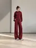 Conjunto de moletom com calça para mulheres, adequado para primavera, outono e inverno, com design de zíper e capuz, estilo solto e casual, e calça de perna larga, um conjunto de duas peças