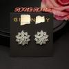 Pendientes Florales Vintage de Cobre Incrustados con Circonita, Marca G, Estilo Coreano, Elegantes y Sencillos, Lujo Ligero, Pendientes Completos de Diamante